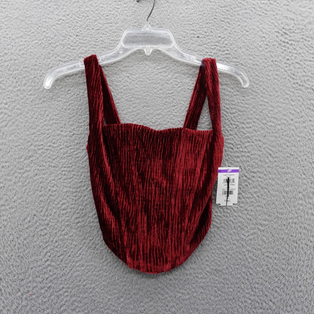 Naked Wardrobe Velvet Ribbed Corset Top Red Wine‎ XS Goth NEW